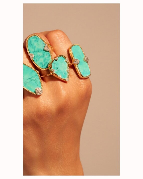 bagues turquoise mix et bague sangha bleu clair