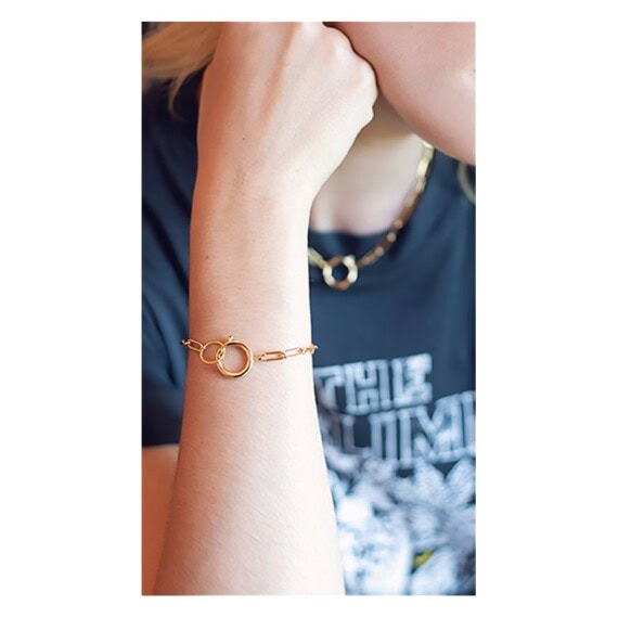 bracelet pure 5 grands maillons rectangles et mousqueton
