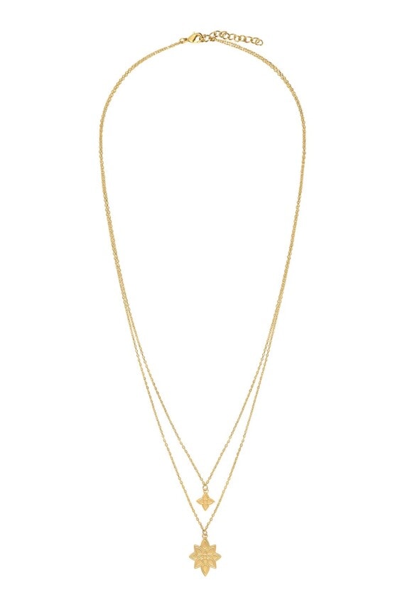 collier double fleur de neige flocon
