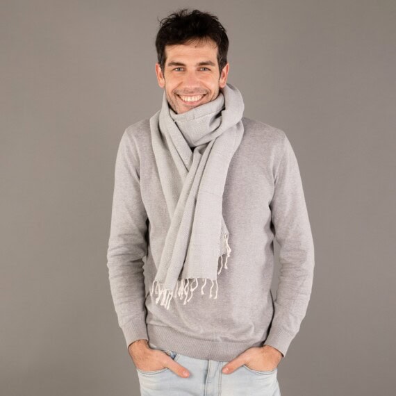 grande écharpe krama chaud gris