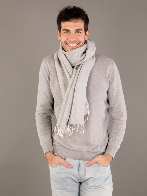 grande écharpe krama chaud gris