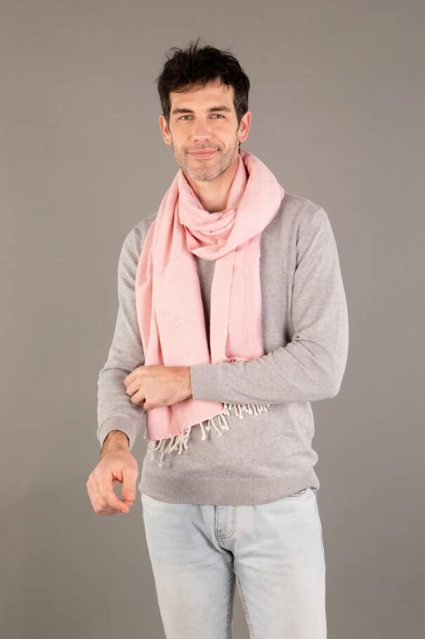 grande écharpe krama rose en coton doux de haute qualité
