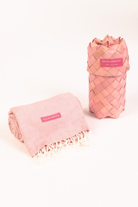 echarpe krama rose poudre