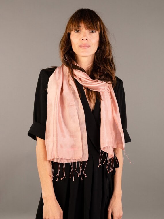 krama en soie rose blush
