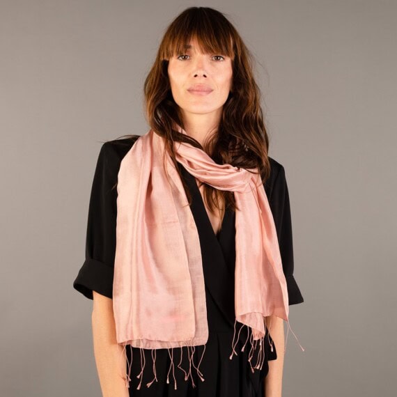 krama en soie rose blush