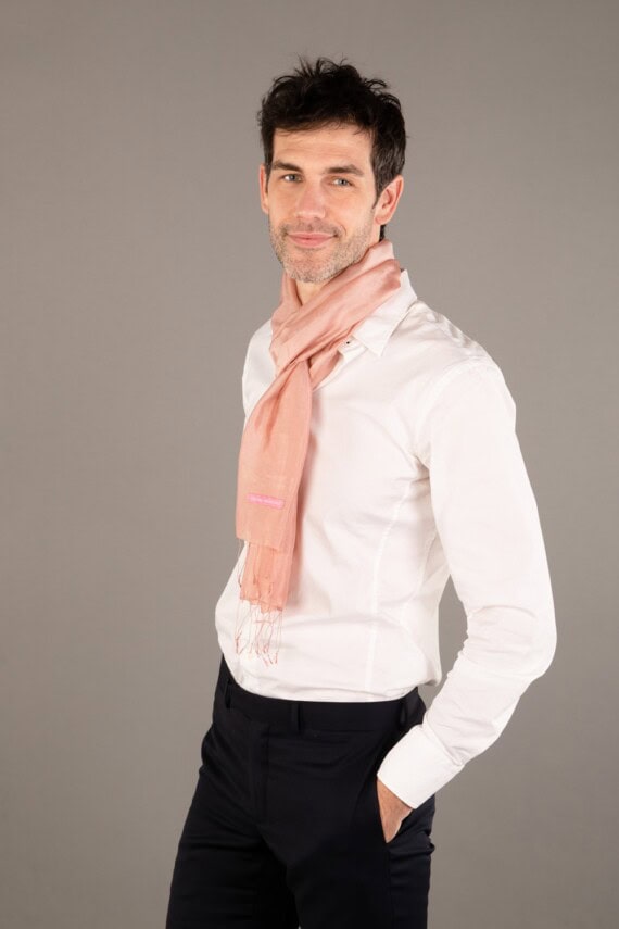 krama en soie rose blush