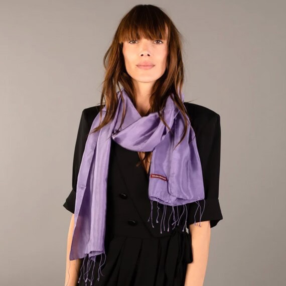 etole en soie organza krama heritage violet amethyste femme
