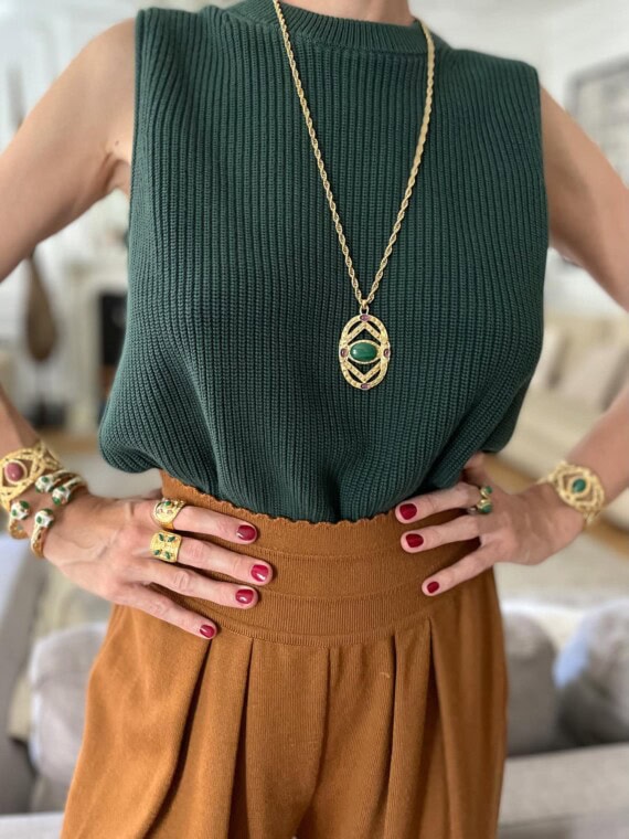 Sautoir médaillon Malachite et Améthyste dear cahrlotte paris femme