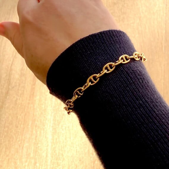 bracelet aqua chaîne marine doree