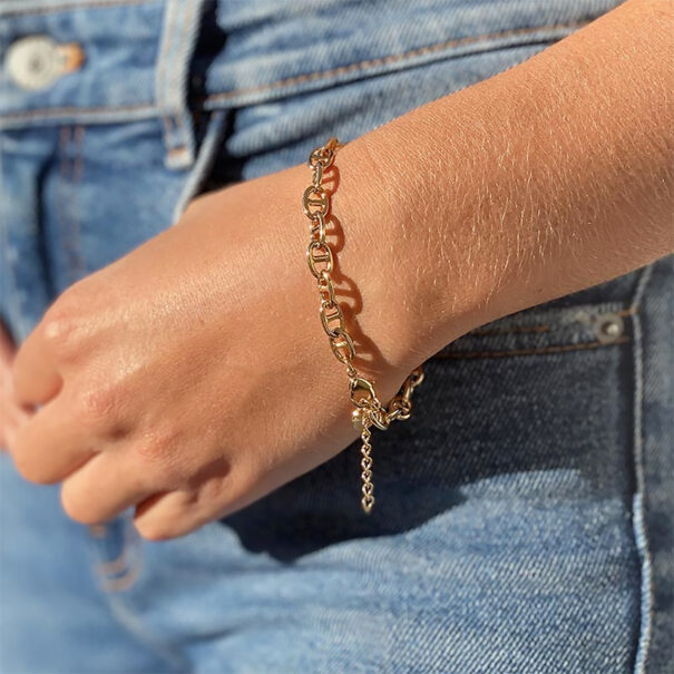 bracelet aqua chaîne marine doree