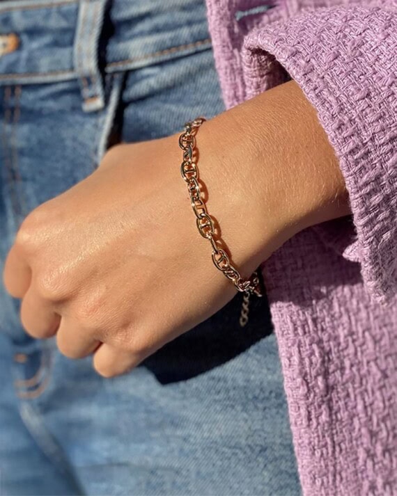 bracelet aqua chaîne marine doree