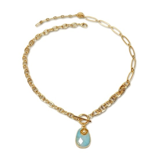 Collier pierre amazonite et chaîne marine Alis