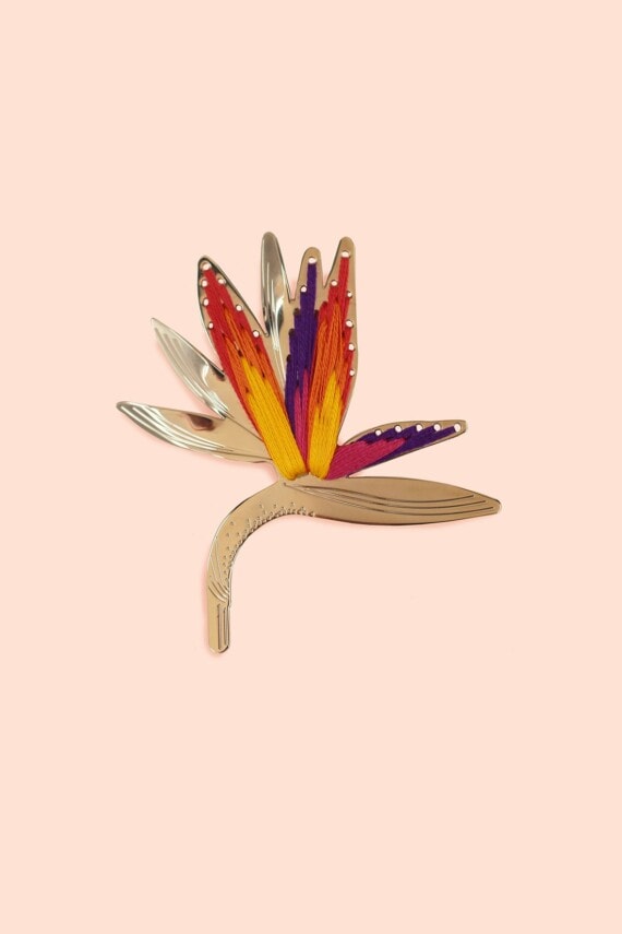 Broche oiseau de paradis made in france - Haute fantaisie - bijou fait main