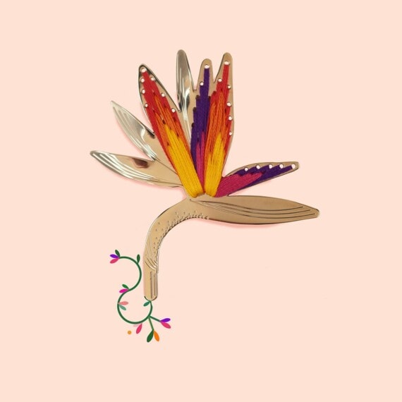 Broche oiseau de paradis made in france - Haute fantaisie - bijou fait main