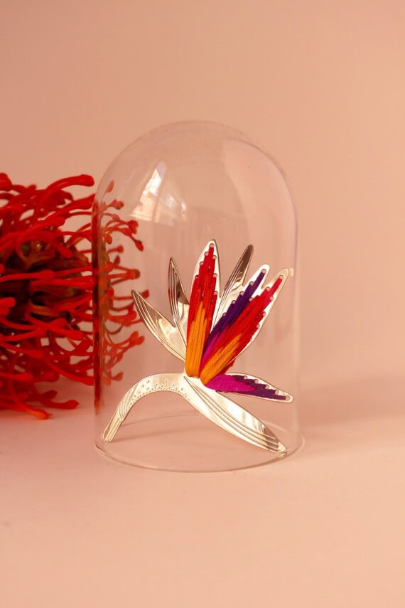 Broche oiseau de paradis made in france - Haute fantaisie - bijou fait main
