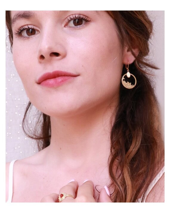 Boucles Océan dorées Medium nacre