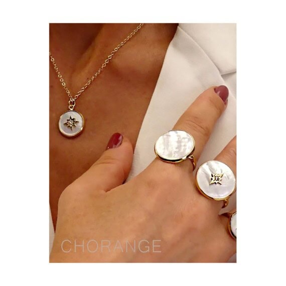 bague nacre naturelle ronde