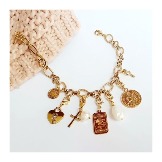 bracelet pampilles doré et nacres