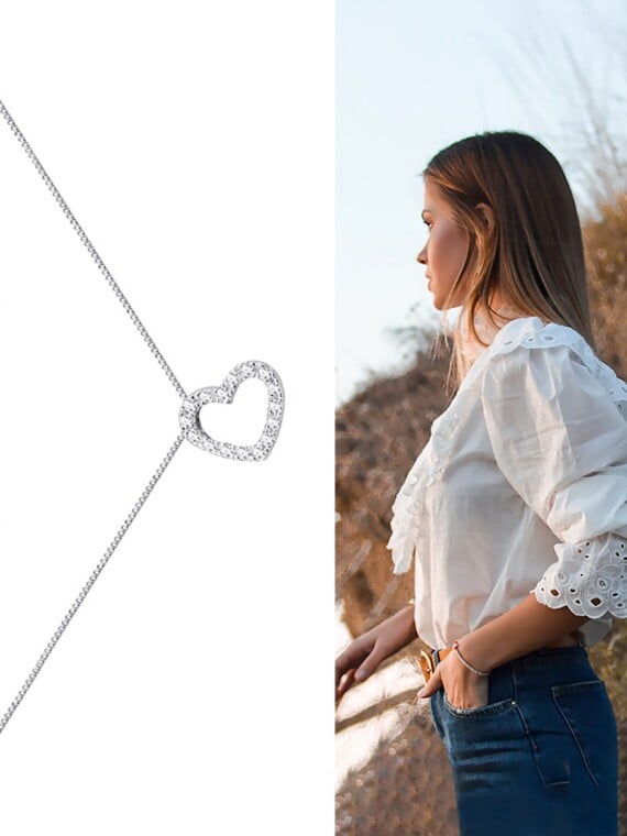 Collier lueurs - Pendentif Coeur en argent. Collier Saint Valentin