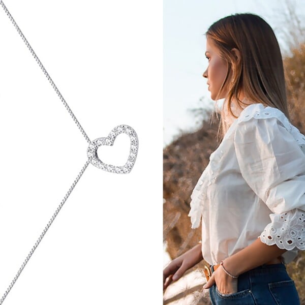 Collier lueurs - Pendentif Coeur en argent. Collier Saint Valentin