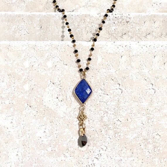 Collier pendentif bleu pierre fine lapis lazuli NAIA