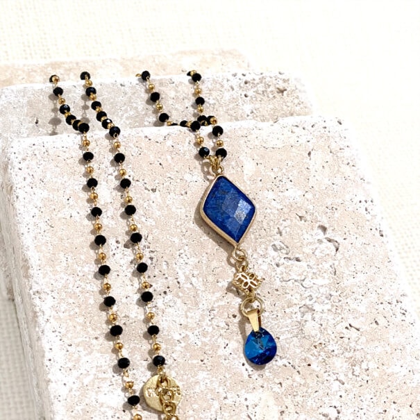 Collier pendentif bleu pierre fine lapis lazuli NAIA