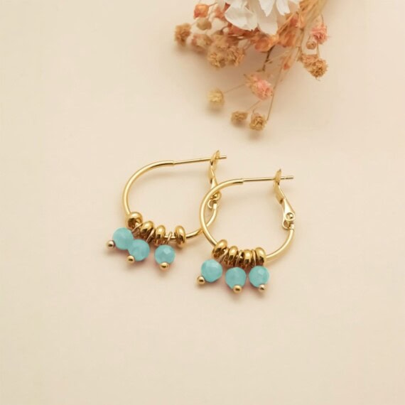 créoles perles sakurae amazonite femme