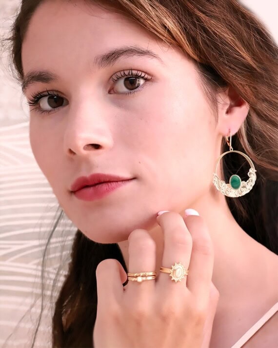 grandes boucles ocean dorees malachite
