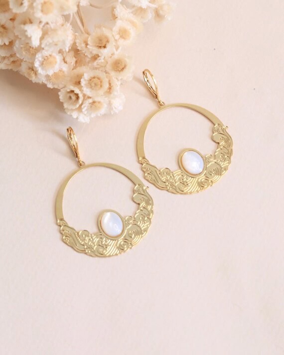 grandes boucles océan dorées nacre