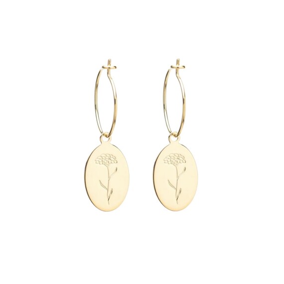 mini créoles fleur immortelle en plaque or