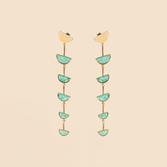 boucles d'oreilles Seema turquoise par Be maad - boucles d'oreilles pendantes femme