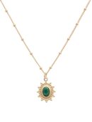 Collier doré Jeanne cabochon malachite