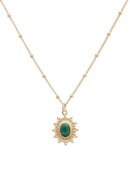 Collier doré Jeanne cabochon malachite