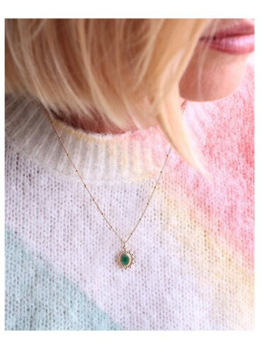 Collier doré Jeanne cabochon malachite