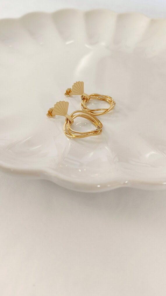 boucles d'oreilles éventail Lorette - Bijoux dorés - made in france