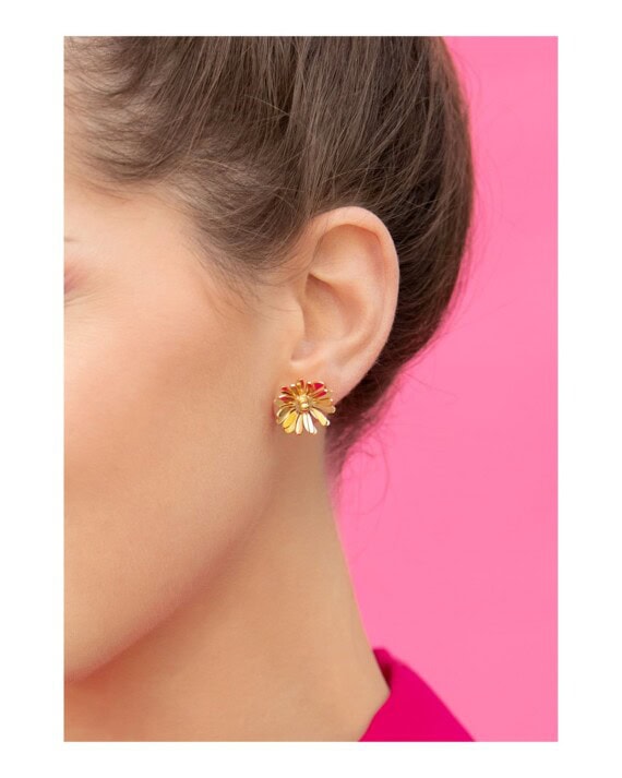 Puces Linette dorées - Boucles d'oreilles fleurs