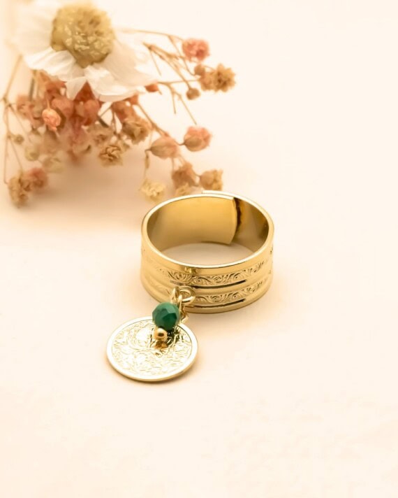 bague sakura pampilles malachite