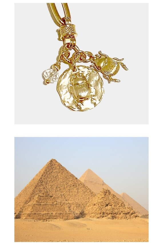 Collier charms scarabées khepri zoom médailles et mood