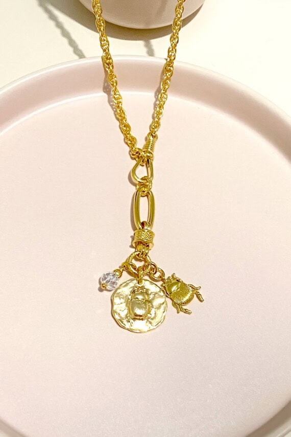 Collier porte-bonheur khepri scarabée