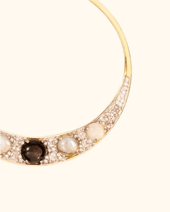 Créoles mirage Onyx labradorite pierre de lune