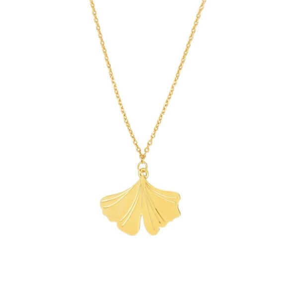 Zoom sur le pendentif du collier feuille Ginkgo Aurélia