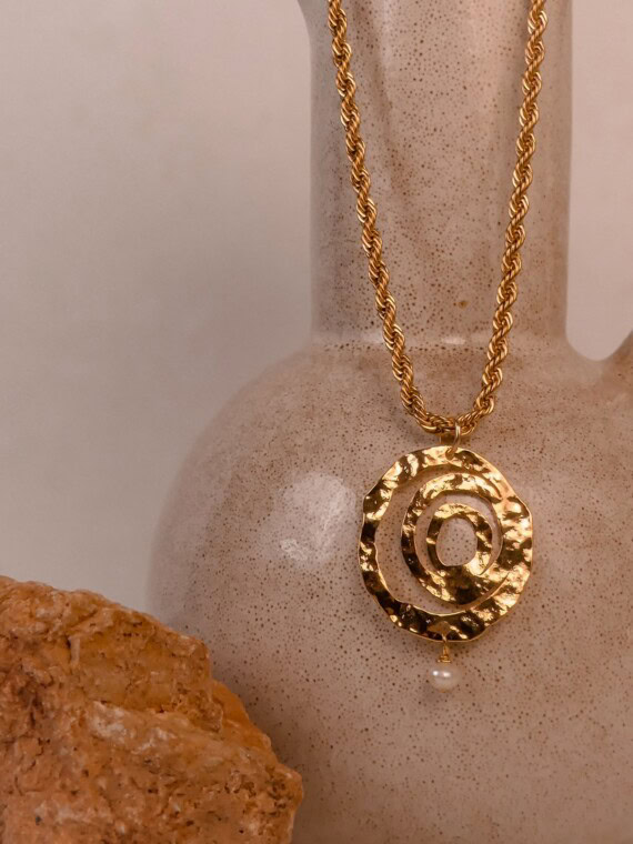 Collier léonie perle - Bijou spirale et volutes.