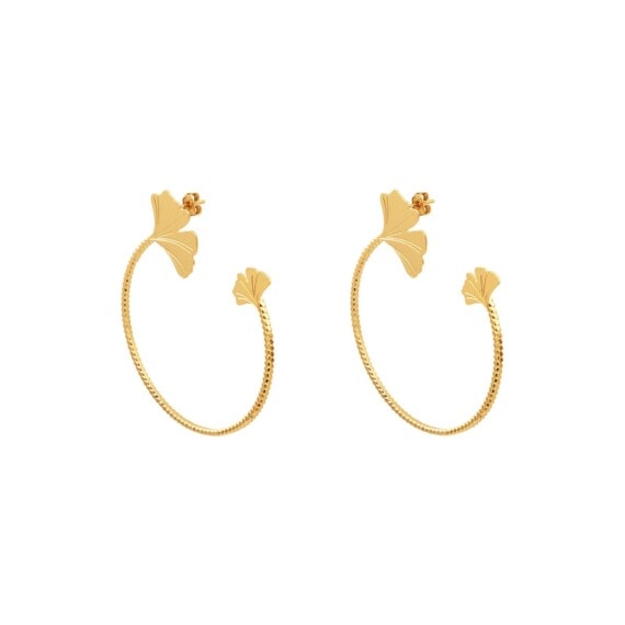 Présentation des boucles d'oreilles créoles Gingko in love, de profil.