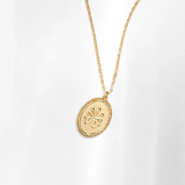 Collier médaille délicate ovale dorée à l'or fin