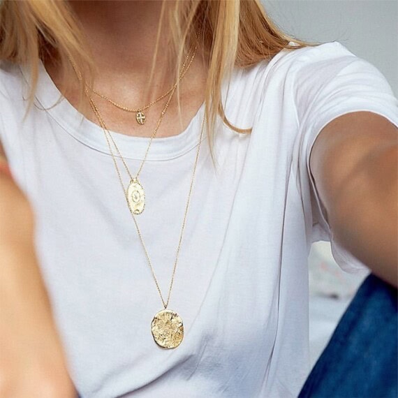 Mix de colliers médailles femme