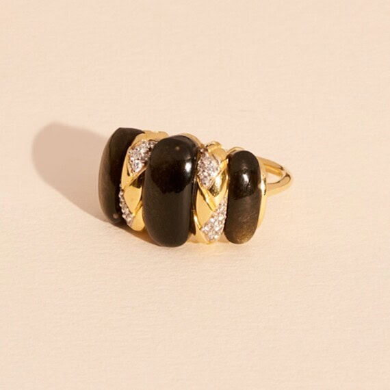 Bague Oro obsidienne dorée