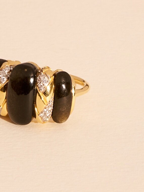 Bague Oro obsidienne dorée