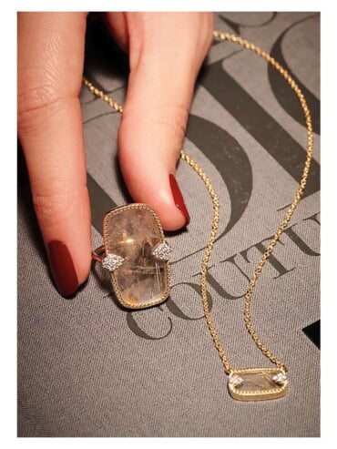 Bague Sangha Quartz rutile dore