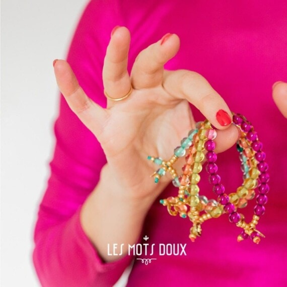Bracelet Make a wish jaune, rose, saumon et vert