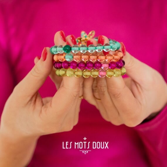 Bracelet Make a wish jaune, rose, saumon et vert